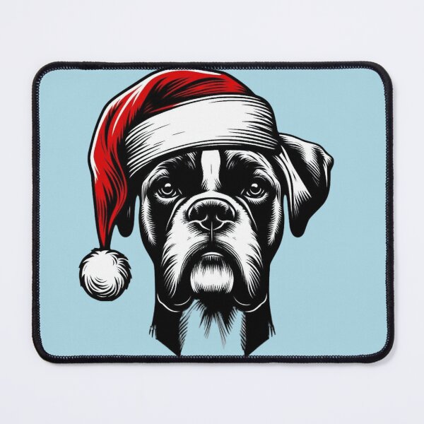 Item preview, Boxer in a Santa Hat designed and sold by HeadTurningArt.
