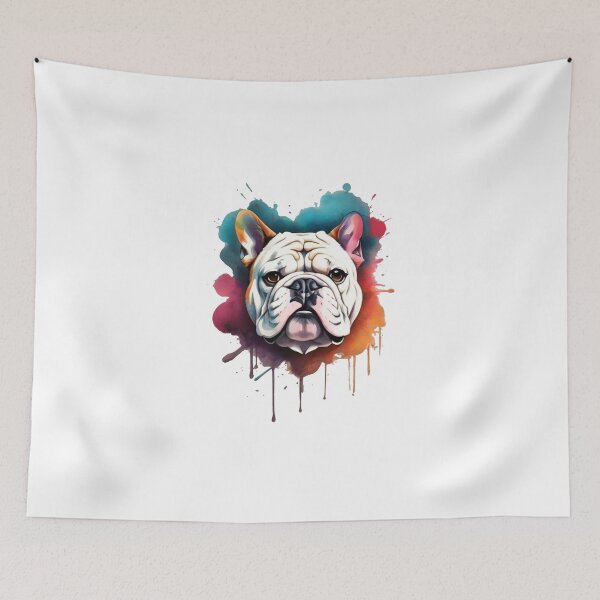 Item preview, Watercolor colorful Bulldog face design designed and sold by BuddhikaSN.