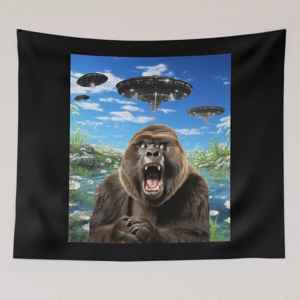 Item preview, Monkey Selfie with UFOs designed and sold by Master-Print.