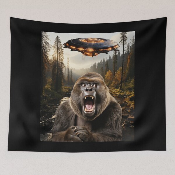 Item preview, Monkey Selfie with UFOs designed and sold by Master-Print.