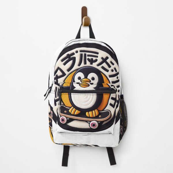 Item preview, Kawaii Penguin Riding Skateboard | Embroidered Digital Illustration designed and sold by GALUMARKET.