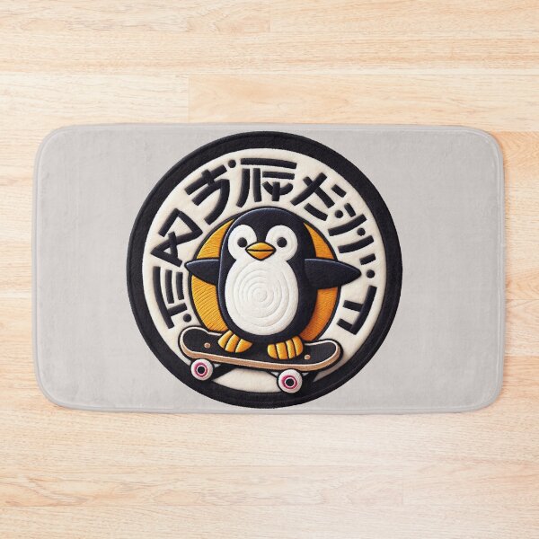 Item preview, Kawaii Penguin Riding Skateboard | Embroidered Digital Illustration designed and sold by GALUMARKET.