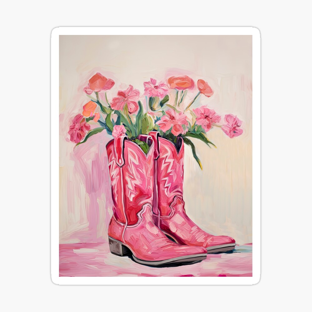 floral cowgirl boots Art Board Print for Sale by lady Hana Redbubble