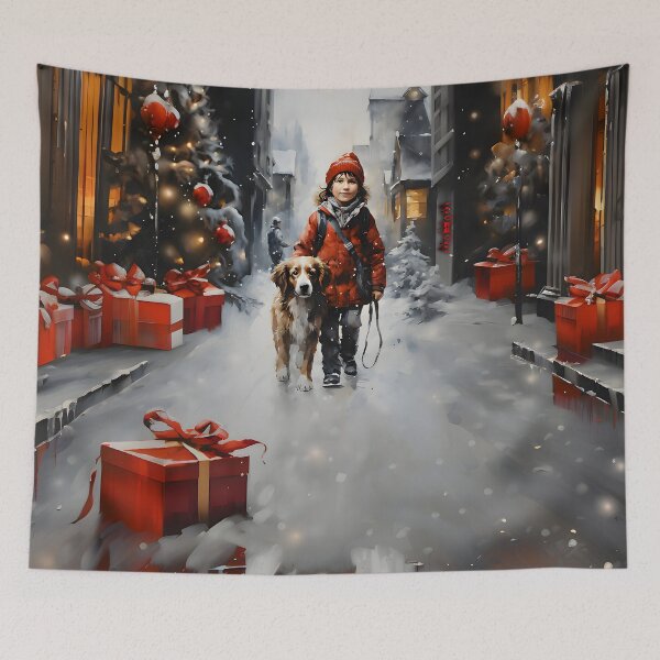 Item preview, Snowy Christmas dog adventure designed and sold by Woof-WoofSK.