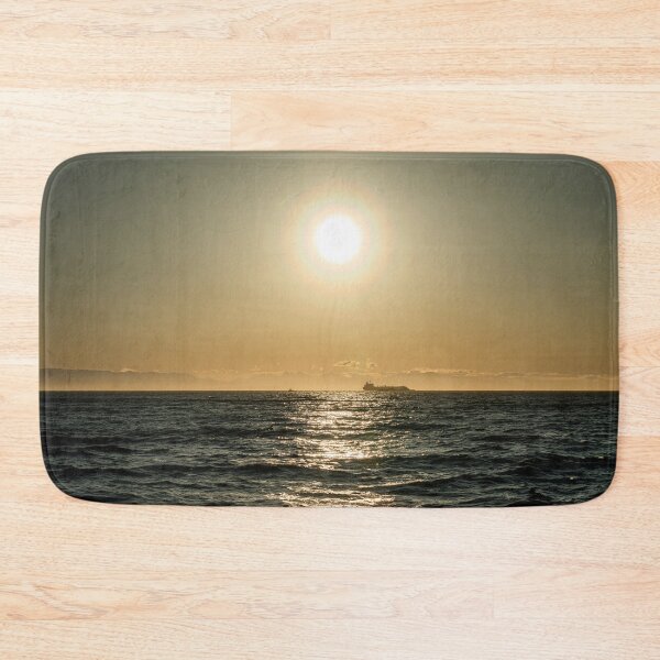 Item preview, A lonely container ship on the high seas at a golden sunset - photo designed and sold by CineWanderlust.