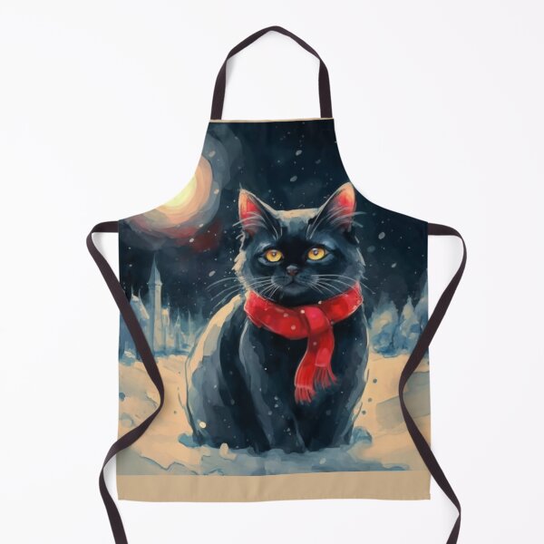 Item preview, Winter Cat, Snowy Night, Watercolor designed and sold by Cr320.