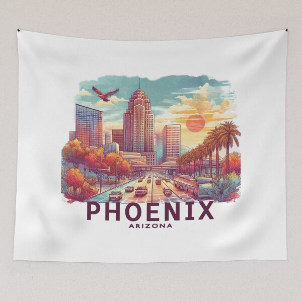 Item preview, Phoenix Arizona Watercolor Illustration designed and sold by PaintMeWorld.