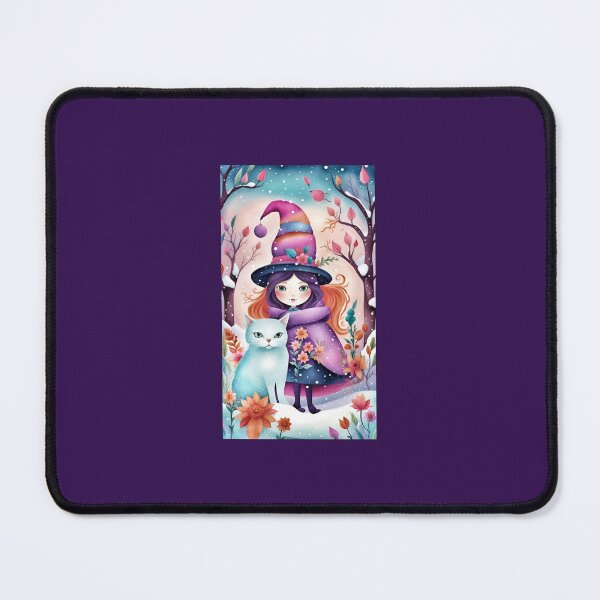 Item preview, first snow with the white cat, fantasy vignette, little magician girl and cute cat designed and sold by Creativesphotos.