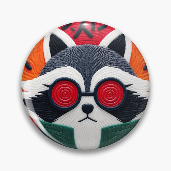 Item preview, Kawaii Raccoon With Red Sunglasses | Embroidered Digital Illustration designed and sold by GALUMARKET.