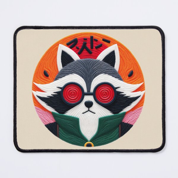 Item preview, Kawaii Raccoon With Red Sunglasses | Embroidered Digital Illustration designed and sold by GALUMARKET.