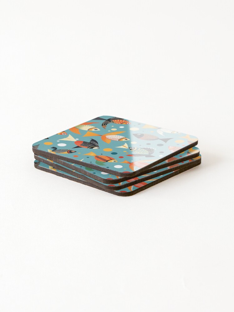 Thumbnail 4 of 5, Coasters (Set of 4), Fancy Fish Pattern designed and sold by Rustybaker28.