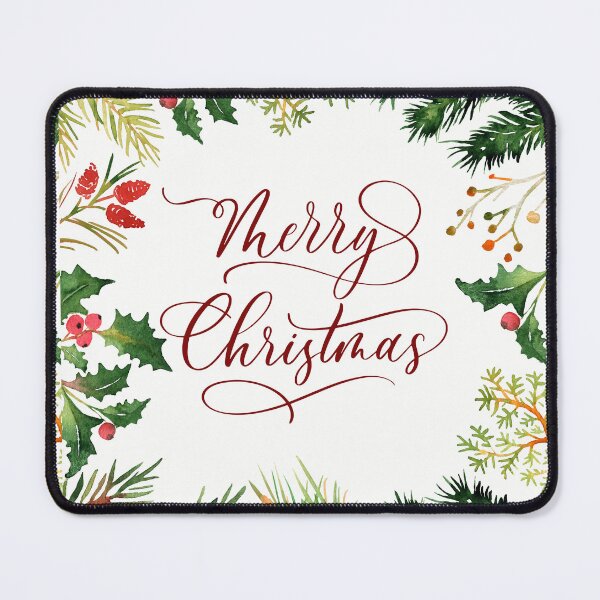 Item preview, Merry Christmas White Background with Pine Border! designed and sold by TidyKitchenInc.