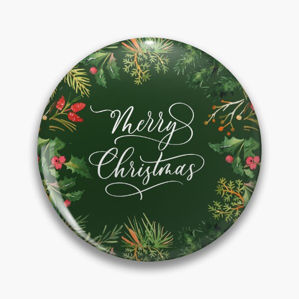 Item preview, Merry Christmas Dark Green with Pine Border! designed and sold by TidyKitchenInc.