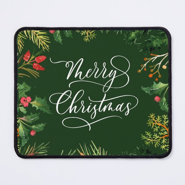 Item preview, Merry Christmas Dark Green with Pine Border! designed and sold by TidyKitchenInc.