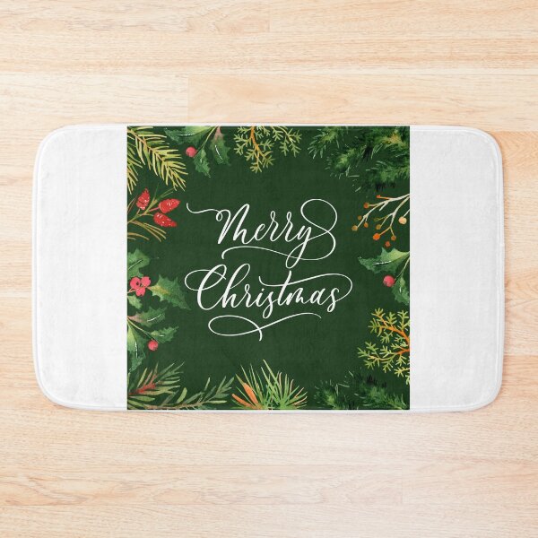 Item preview, Merry Christmas Dark Green with Pine Border! designed and sold by TidyKitchenInc.