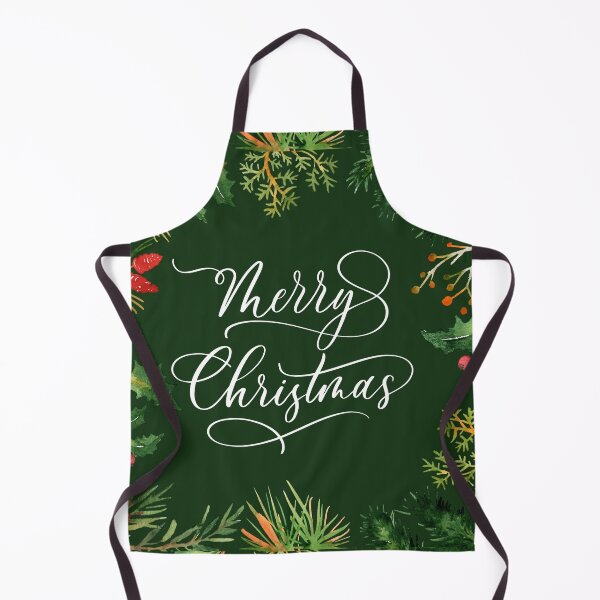 Item preview, Merry Christmas Dark Green with Pine Border! designed and sold by TidyKitchenInc.