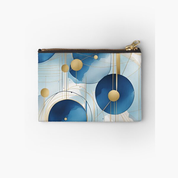Item preview, Abstract Shapes Geometric Art ~ Planets in Space ~ Textured Blue and Gold Circles Painting 2 designed and sold by Neon-Wolf.