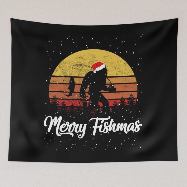 Item preview, Bigfoot Christmas Santa Hat Merry Fishmas Vintage Retro  designed and sold by Smix Pixels.
