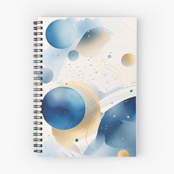 Item preview, Abstract Shapes Geometric Art ~ Planets and Stars in Space ~ Textured Blue and Gold Circles Painting 3 designed and sold by Neon-Wolf.