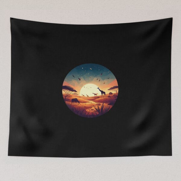 Item preview, Low Poly African Savannah at Sunset designed and sold by SebastianArt75.