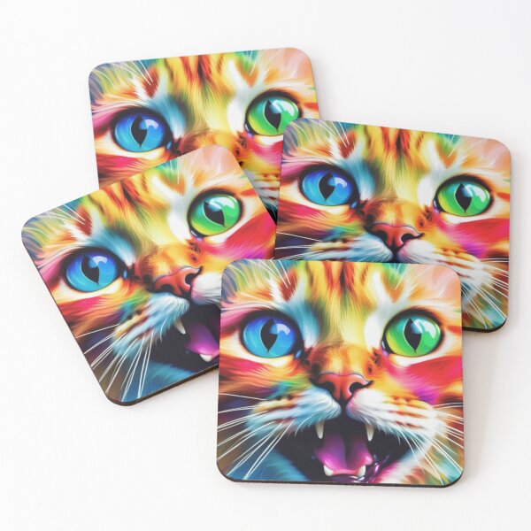 Item preview, Cat in pop art with blue and green eyes designed and sold by Toms Tee.