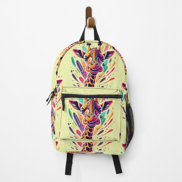 Item preview, Groovy Smiling Giraffe Colorful Background designed and sold by TugForkFinds.