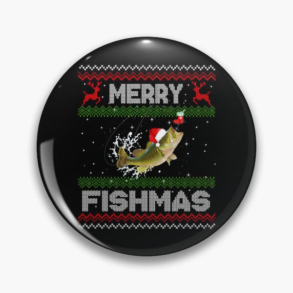Item preview, Merry Fishmas Ugly Christmas Sweater Funny Fishing designed and sold by Smix Pixels.