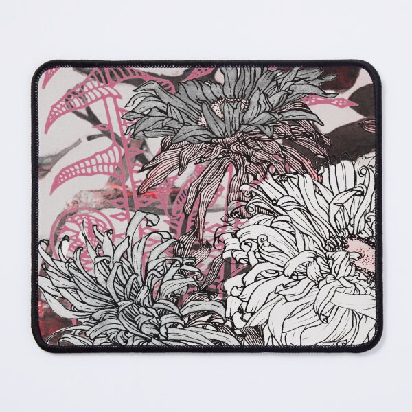 Item preview, Abstract Botanical Wall Art - Fiddleheads and Dahlias, Mauve and Graphite, Collage No.12623-10 designed and sold by MirabiliaMagpie.