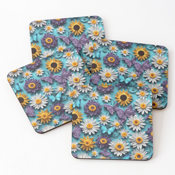 Item preview, Paper Art Style Illustration of Daisies and Sunflowers Seamless Pattern - Edition 5 designed and sold by CharlieDesings.