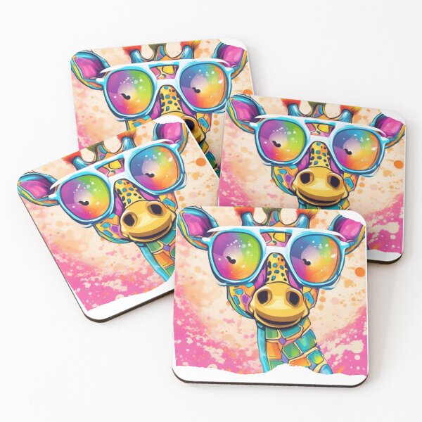 Item preview, Cool Giraffe Wearing Blue Glasses With Colorful Lens  designed and sold by TugForkFinds.