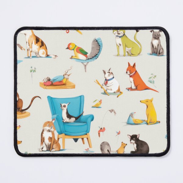 Item preview, Mixed pets pattern design degital illustration cat dogs birds  designed and sold by PetPalsEmporium.