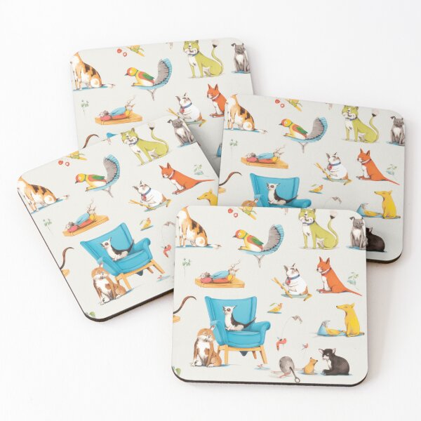 Item preview, Mixed pets pattern design degital illustration cat dogs birds  designed and sold by PetPalsEmporium.