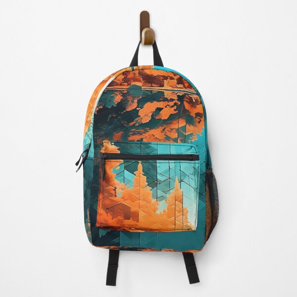 Item preview, Voxel Forest | Abstract Trees and Shadows in Dark Orange and Light Aquamarine designed and sold by FairX.