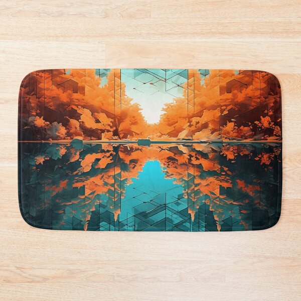 Item preview, Voxel Forest | Abstract Trees and Shadows in Dark Orange and Light Aquamarine designed and sold by FairX.