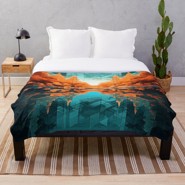 Item preview, Bosque de vóxeles | Árboles abstractos y sombras en naranja oscuro y aguamarina clara designed and sold by FairX.