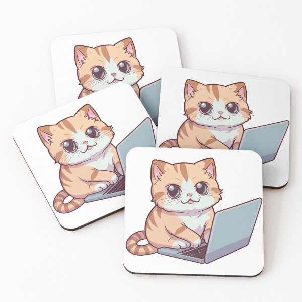 Item preview, Cute cartoon tabby cat typing on a keyboard designed and sold by TheMoxieHouse.