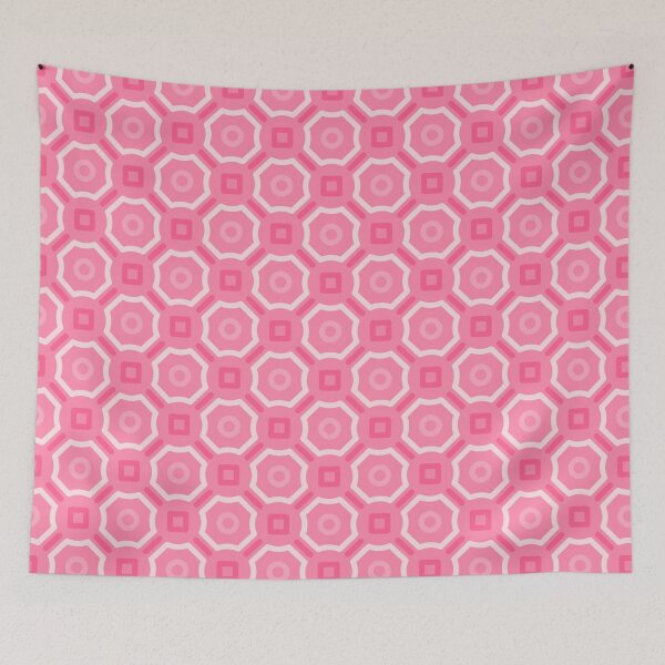 Item preview, Light Pink Coral Fuchsia Hexagon Square Circle Feminine Softness Playful Trendy Pop Culture Candy Pattern designed and sold by PenguinForests.