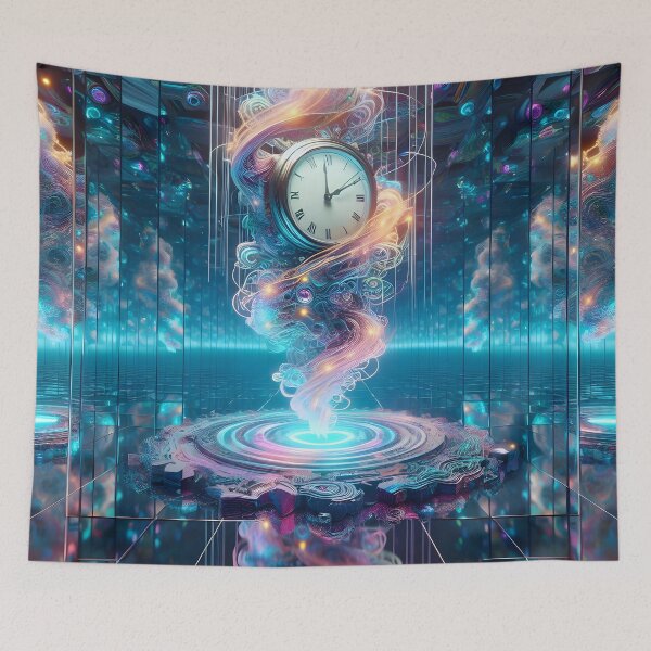 Item preview, Temporal Elegance: 3D Clock's Ethereal Kaleidoscope Dance designed and sold by AI-Only Creations.