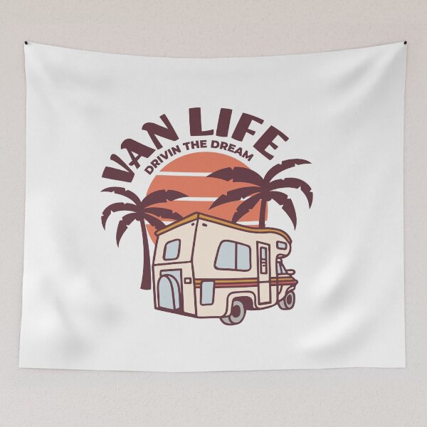 Item preview, vanlife driving the dream, vanlife tees, campervan life, gifts for van lifers designed and sold by QuirkyTease.