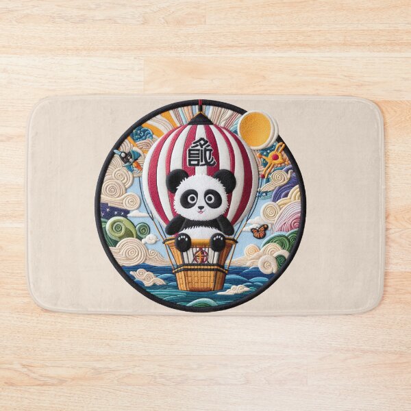 Item preview, Kawaii Panda Bear in Hot Air Balloon | Embroidered Digital Illustration designed and sold by GALUMARKET.