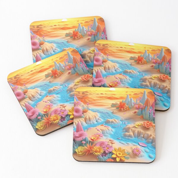 Item preview, 3D Style Sun Setting Over A floral Desert With A Stream designed and sold by whitedove457.