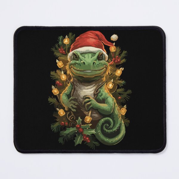 Item preview, cute bearded dragon santa red hat christmas leight ugly designed and sold by DrawHandArt.