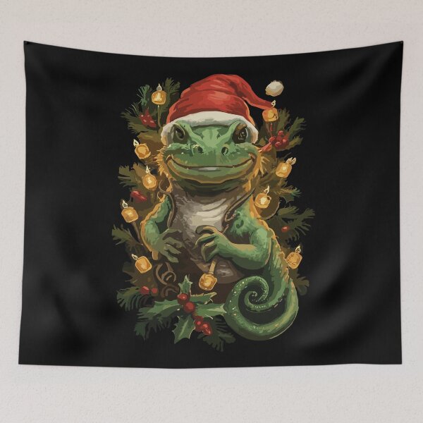 Item preview, cute bearded dragon santa red hat christmas leight ugly   designed and sold by DrawHandArt.