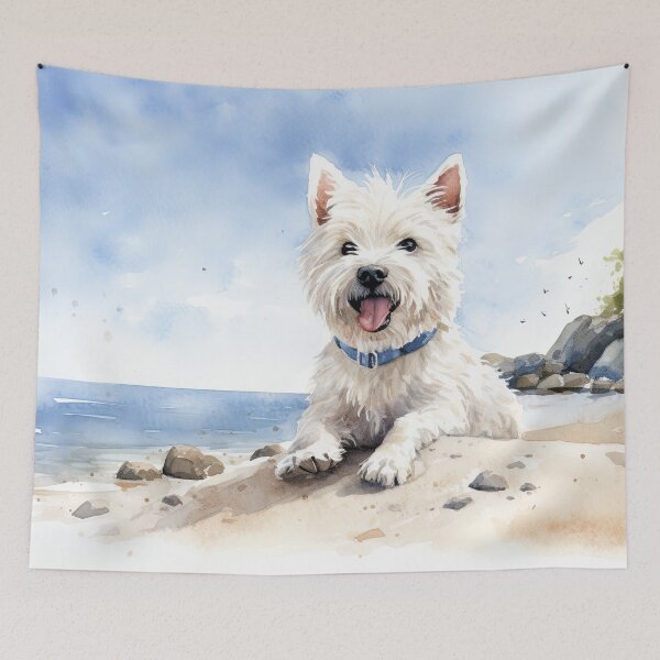 Artikelvorschau, Westie am Strand entworfen und verkauft von Bitware.