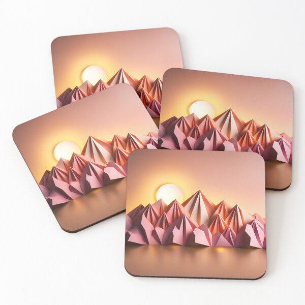 Item preview, Origami Art - Summit Silhouettes: Majestic Mountains Bathed in Sunset Glow designed and sold by ArtfulFolds.