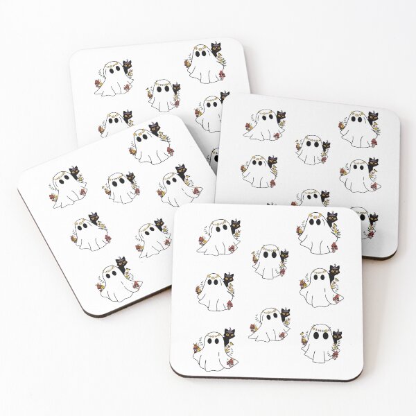 Item preview, Floral Halloween Ghost with Black Cat Set designed and sold by patternjp.