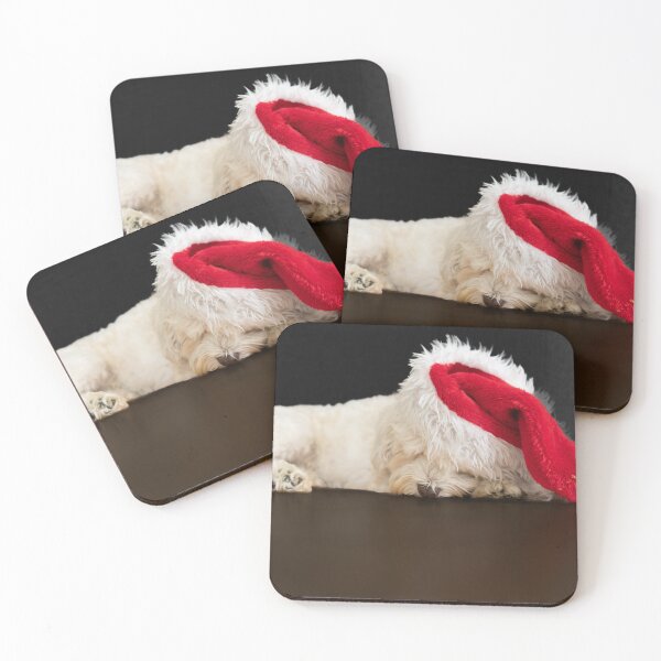 Item preview, Small white dog in santa hat fallen asleep. designed and sold by Brian Scantlebury.