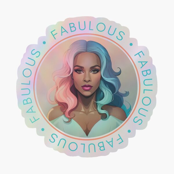 Glam Woman Teal Fabulous Affirmation Orange Circle Art Holographic Sticker