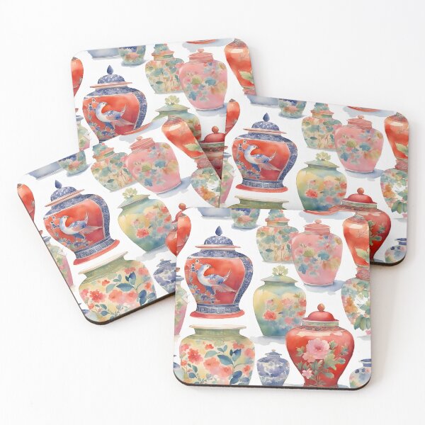 Item preview, Chinoiserie jars wate4color painting designed and sold by SophieClimaArt.