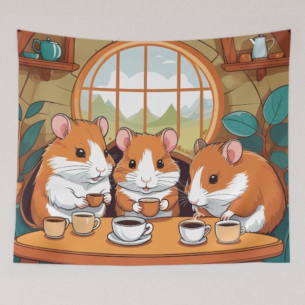 Item preview, Hamsters Drinking Tea Artwork designed and sold by WildlifeInc.